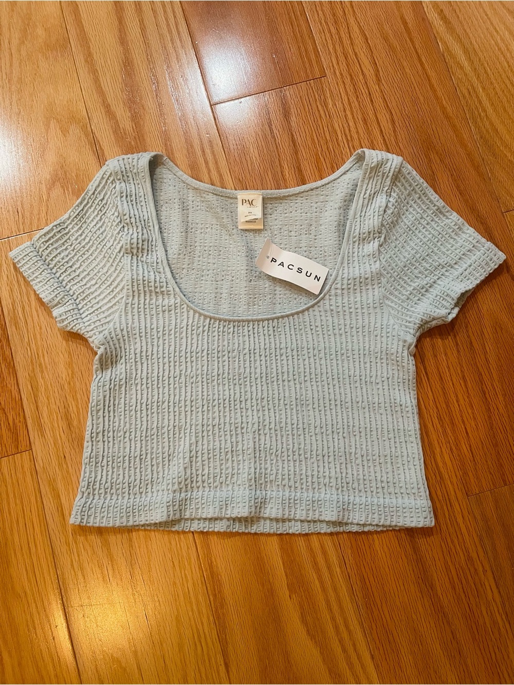 PacSun Pale Blue Textured Scoop Neck Crop Top